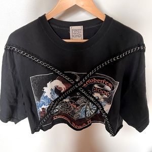 Vintage black motorcycle Harley Davidson crop tshirt S/M